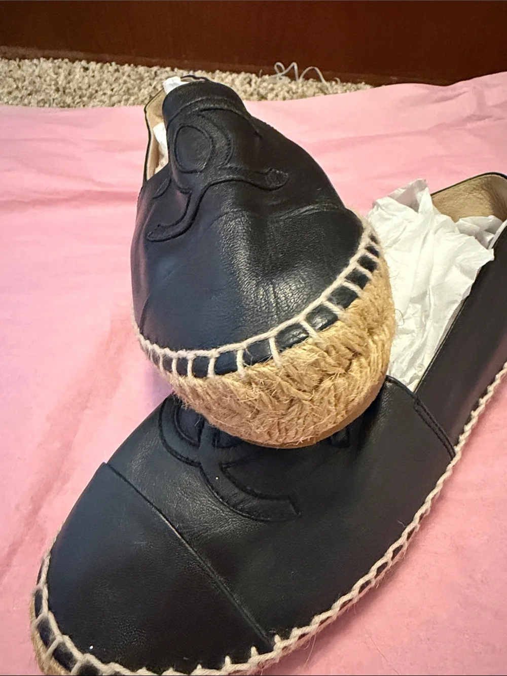 CHANEL SZ 36 Lambskin Espadrilles Black! Stunning, no signs of wear, excellent